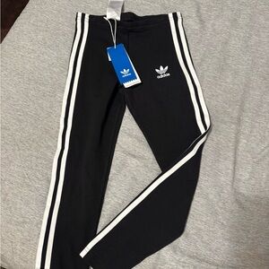 Adidas Kids Black Leggings with White Stripes